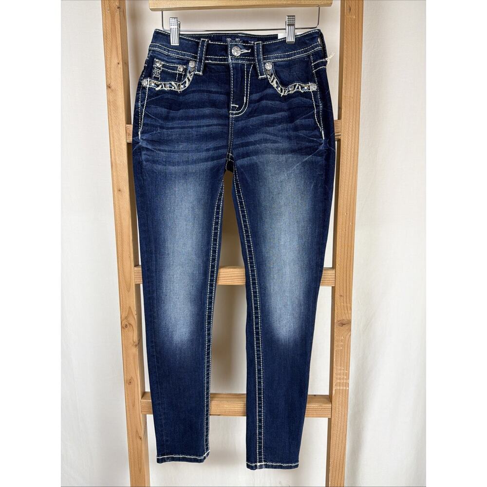 NWT Miss Me Dark Wash Denim Midrise Skinny Jeans 26 #0780